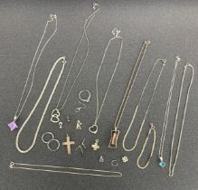 Assorted silver jewellery to include necklaces, pendants, earrings, etc