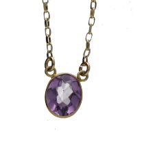 Attractive 9ct amethyst pendant, 2.30ct approx, 2.2gm, 16" long approx