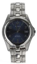 Seiko Kinetic Auto Relay stainless steel gentleman's wristwatch, reference no. 5J22-0B69, blue dial,