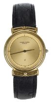 Favre-Leuba Q gold plated and stainless steel wristwatch, reference no. 3163-51, champagne dial,