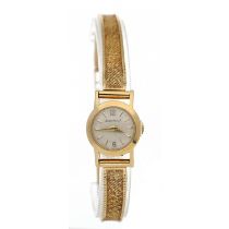 Jaeger-LeCoultre vintage 9ct lady's wristwatch, signed silvered dial, with back wind crown, case no.