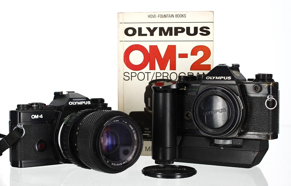 Olympus OM4 camera, made in Japan, black, with Olympus OM-System S Zuiko Auto-Zoom 35-70mm 1:4