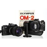 Olympus OM4 camera, made in Japan, black, with Olympus OM-System S Zuiko Auto-Zoom 35-70mm 1:4