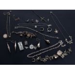 Silver jewellery various to include charm bracelets, silver ingot, earrings, etc, 170gm