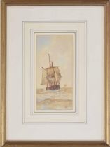 Fredrick James Aldridge (1850-1933) - fishing boats in an open sea, signed pencil and watercolour,