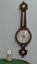 Victorian rosewood onion top four glass wheel barometer, 42" high; together with a Kundo brass