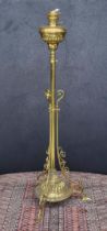 Victorian brass telescopic standard oil lamp, 54.5" high minimum