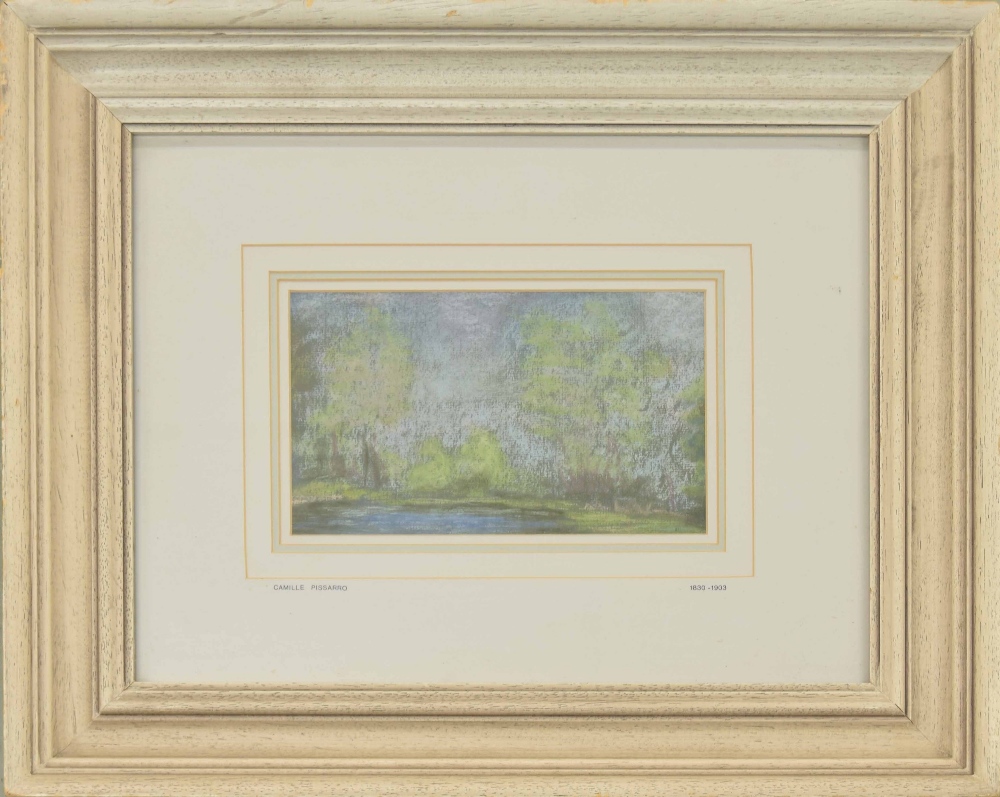 Follower of Camille Pissarro (20th century) - pond amongst woodland, inscribed with the artist's