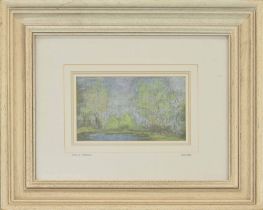 Follower of Camille Pissarro (20th century) - pond amongst woodland, inscribed with the artist's