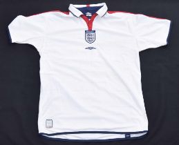 England - Short sleeved white (home) football shirt, Umbro, circa 2003-2005, size L