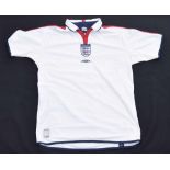 England - Short sleeved white (home) football shirt, Umbro, circa 2003-2005, size L