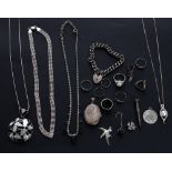 Assortment of silver and costume jewellery, 139.2gm