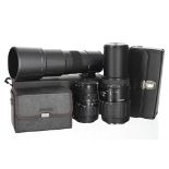 Three Sigma camera lenses; Sigma Zoom 28-80mm 1:3.5-5.6 Macro, made in Japan, no. 3135053; 70-