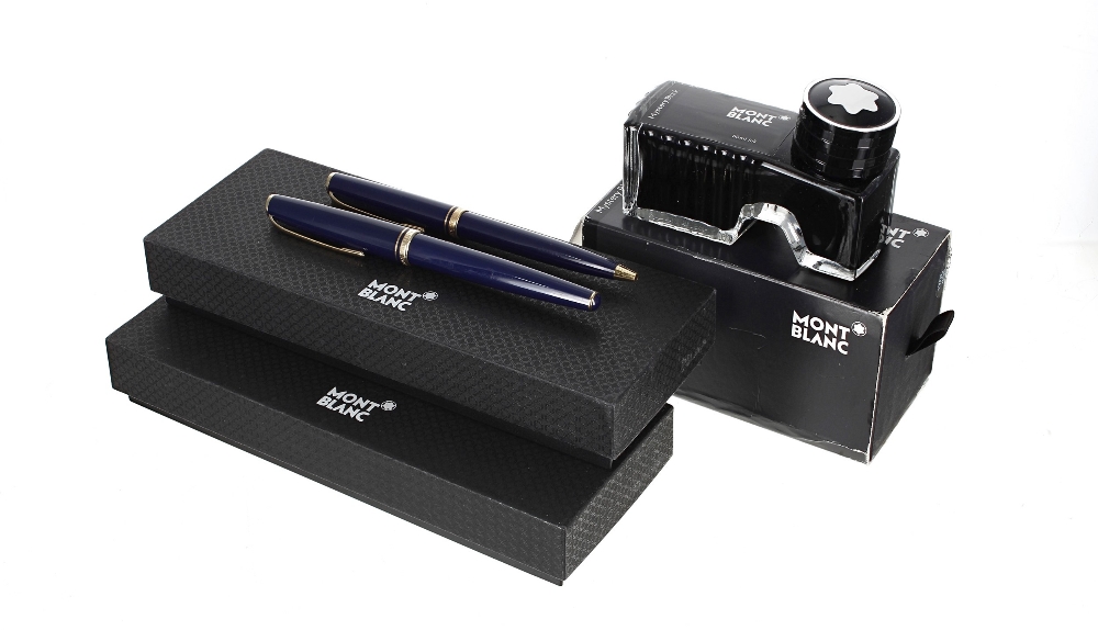 Montblanc - 'Generation' fountain pen and ball point pen pair, navy blue, each with original boxes