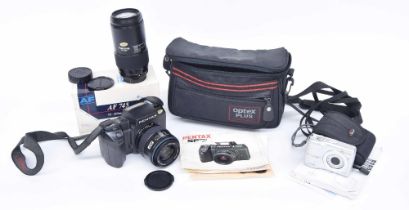 Pentax SF7 35mm SLR camera, no.4409690, with carry case and instruction booklet; with Tokina AF 35-