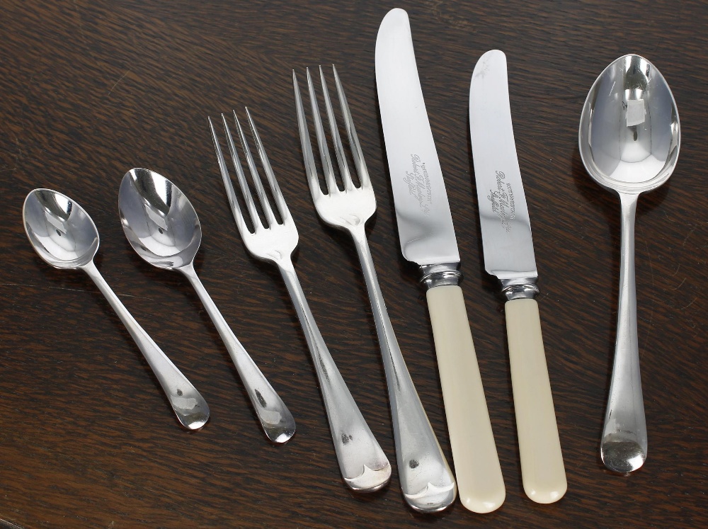Six place setting canteen of R F Mosley Ltd. EPNS/stainless cutlery, within an oak canteen case - Image 2 of 2