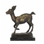 French School - bronze figural study of a young deer in the manner of Antoine Louis Barye, mounted