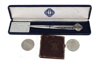 Harrison Brothers & Howson Ltd silver 'millennium hallmark' letter opener, Sheffield 2000, 6.75"