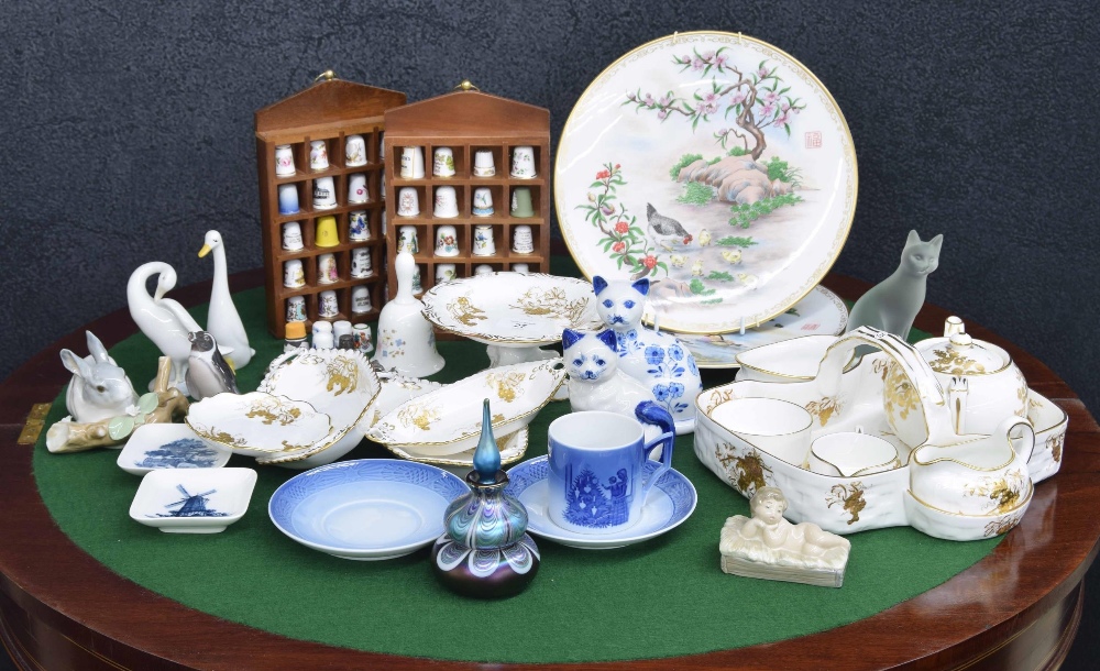 Group of assorted porcelain, including Royal Copenhagen Christmas Tree cup and saucer, two Royal