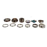 Collection of twelve assorted silver rings, 95.5gm (12)