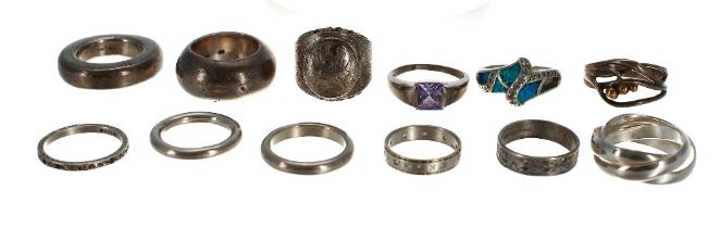 Collection of twelve assorted silver rings, 95.5gm (12)