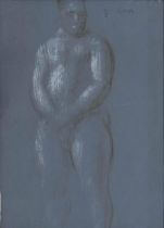 Follower of Aristide Maillol preparatory study of a female nude, indistinctly inscribed, pastel