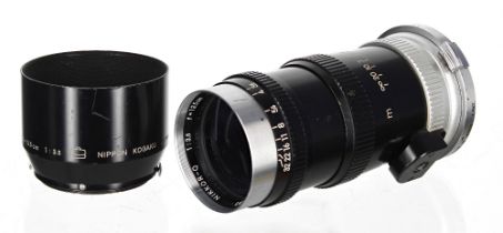 Nikon Nippon Kogaku Nikkor-Q 1:3.5 f=13.5cm lens, no.280765, with hood
