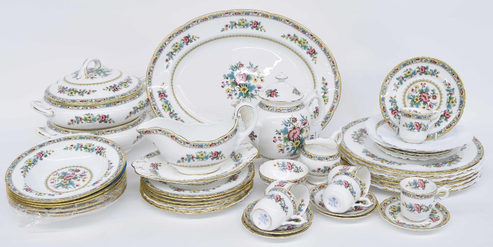 Coalport 'Ming Rose' part dinner service; including coffee pot, cream jug and sucrier, six coffee