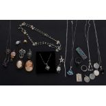 Group of 925 silver jewellery various; stone set pendants, some pendants on fine chains, two