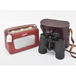 Roberts red model R300 radio; together with a pair of Eikow 16x50 binoculars in case (2)