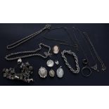 Selection of assorted silver jewellery, to include a charm bracelet, another bracelet, necklaces,