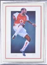 Robert Highton - a Wyatt Russell limited edition print of Thierry Henry mid celebration in Arsenal