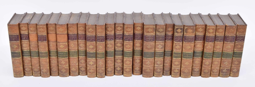 Set of twenty-four leather-bound Waverly Novels by Sir Walter Scott, Bart., The Border Editions,