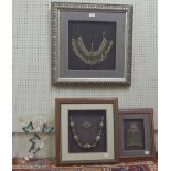 Bedouin jewellery - three box framed and mounted necklaces, largest frame 24" x 24"; also an