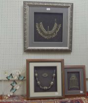 Bedouin jewellery - three box framed and mounted necklaces, largest frame 24" x 24"; also an