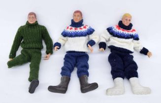 1964 Hasbro GI Joe action figure; together with two 1964 Palitoy Action Man action figures (one