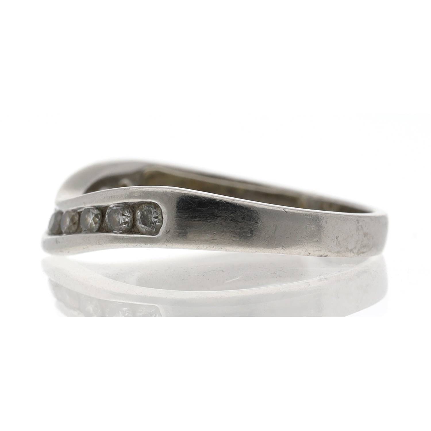White metal diamond set half eternity ring, 2.7gm, ring size J/K (516) - Image 2 of 2