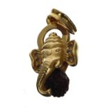 High grade yellow metal stone set elephant head pendant, 3.6gm, 28mm (13)