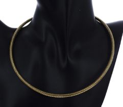 18ct yellow gold woven link necklace, stamped 750, 11.9gm (305)