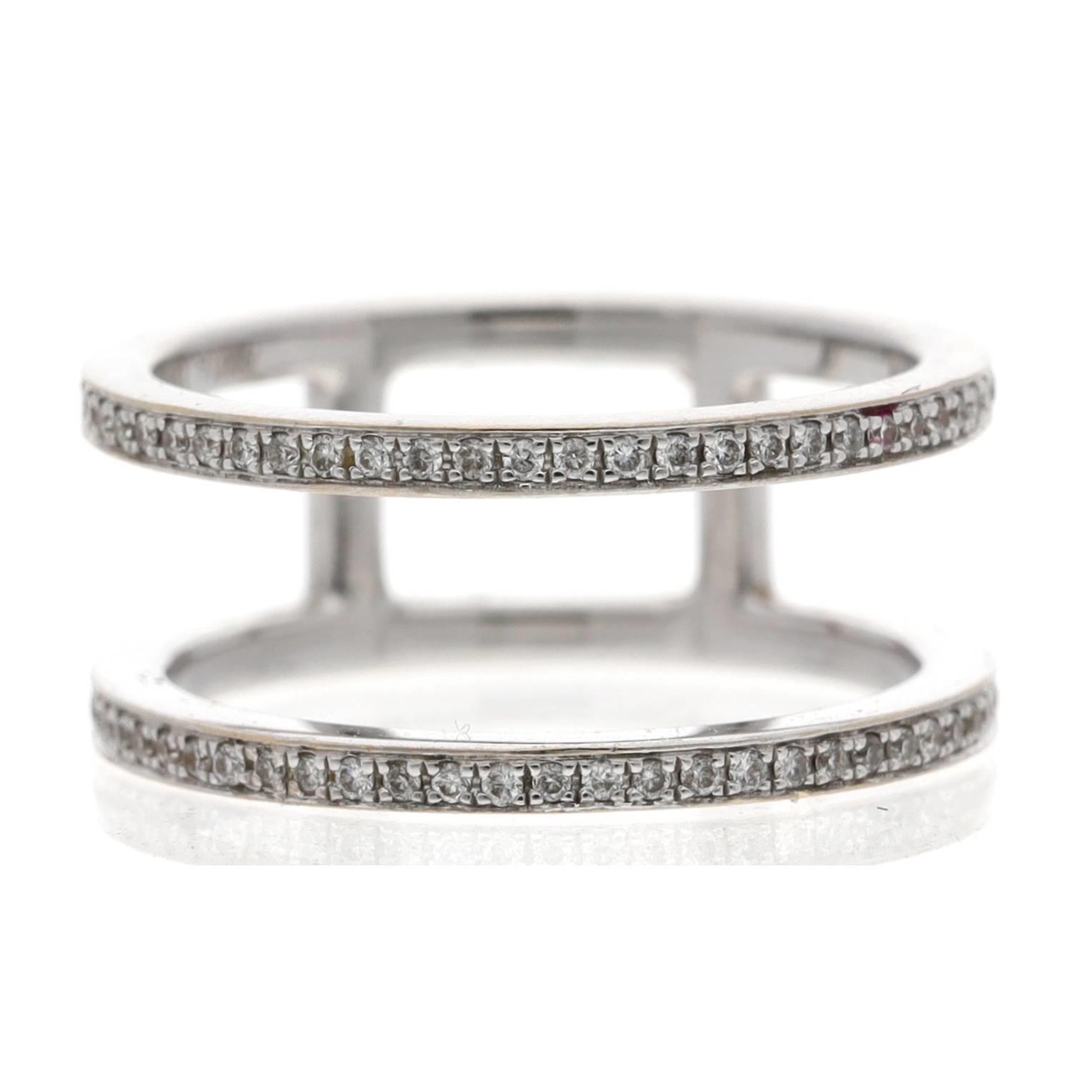 ANNA 18ct white gold diamond set metal toe ring, signed, width 7mm, 2.7gm (609) - Image 2 of 2