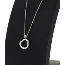 Modern 18ct white gold diamond set horseshoe design pendant on a fine necklace, round brilliant-