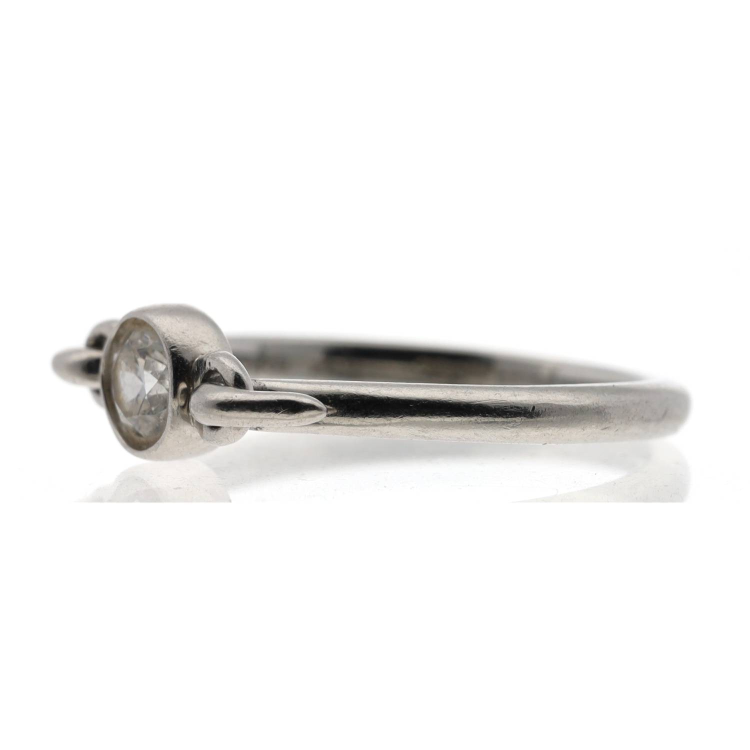 Elsa Peretti for Tiffany & Co platinum Swan diamond ring, round brilliant-cut, 0.25ct, width 5mm, - Image 2 of 2