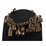 9ct charm bracelet, 40.7gm (225)