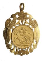 1910 sovereign in yellow metal pendant mount, 11.8gm (14)