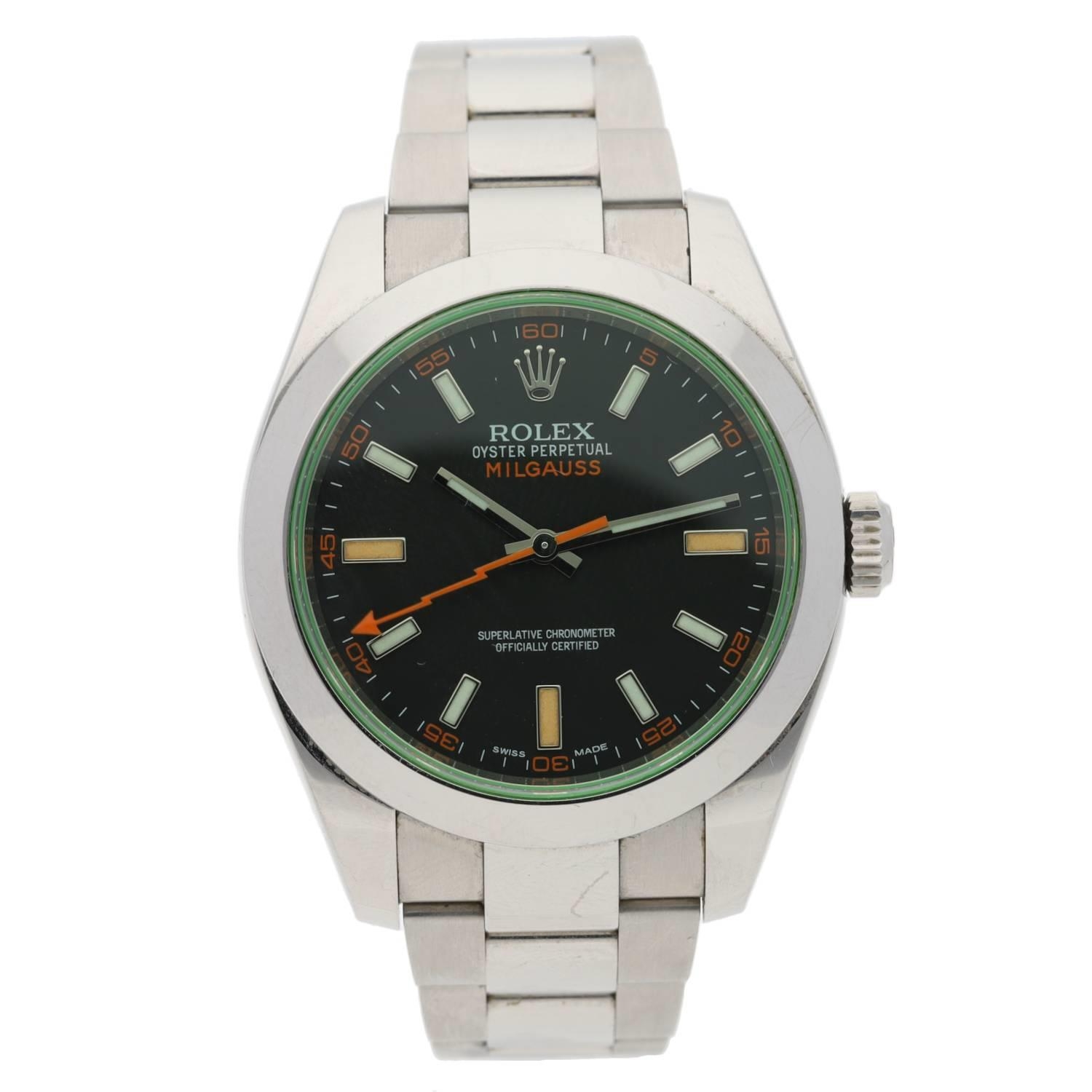 Rolex Oyster Perpetual Milgauss stainless steel gentleman's wristwatch, reference no. 116400GV,