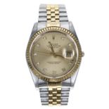 Rolex Oyster Perpetual Datejust gold and stainless steel gentleman's wristwatch, reference no.