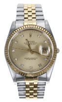 Rolex Oyster Perpetual Datejust gold and stainless steel gentleman's wristwatch, reference no.