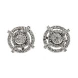 Pair of Iliana 18ct white gold diamond cluster earrings, round brilliant-cuts, post and butterfly