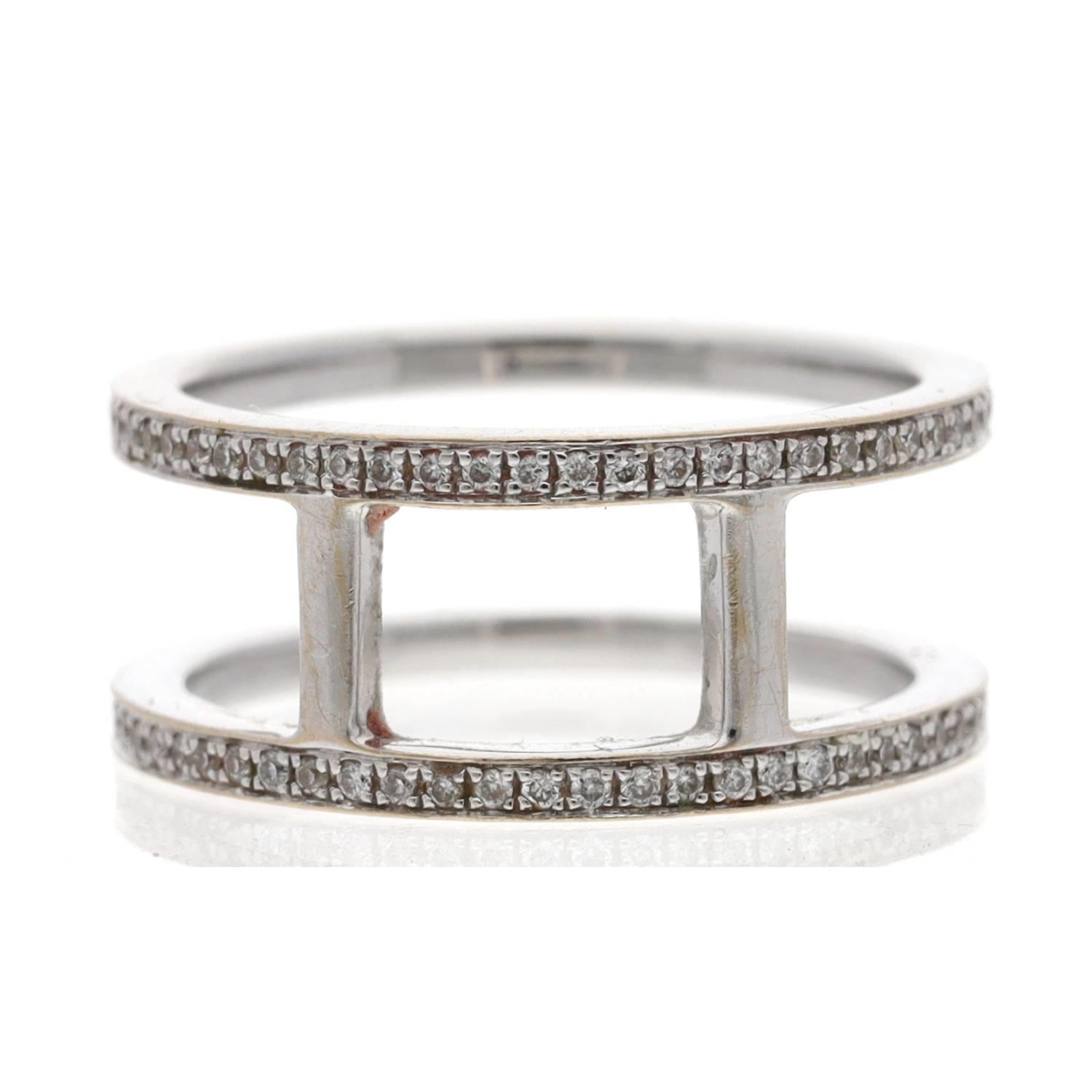 ANNA 18ct white gold diamond set metal toe ring, signed, width 7mm, 2.7gm (609)