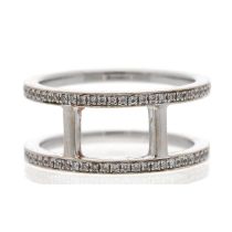 ANNA 18ct white gold diamond set metal toe ring, signed, width 7mm, 2.7gm (609)